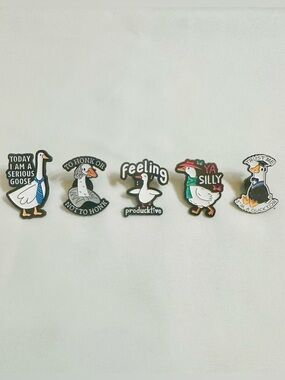 Funny Goose Enamel Pin Bundle 5pc Cute Duck Meme Pins
